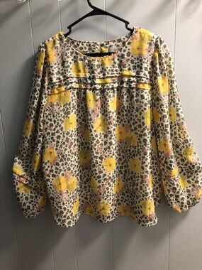 LOFT Women's  Blouse Size L Multicolored metallic threading throughout Lined